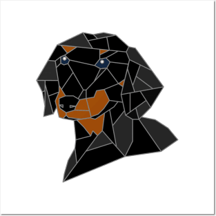 Dachshund Black Stained Glass Posters and Art